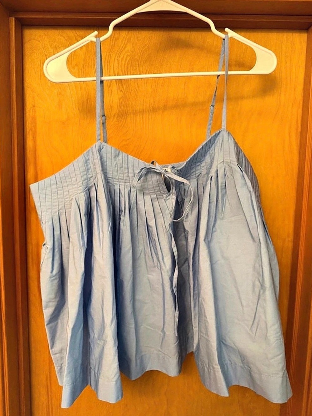 Free Assembly Women's Cotton Pintuck Sleeveless Top Blue Large